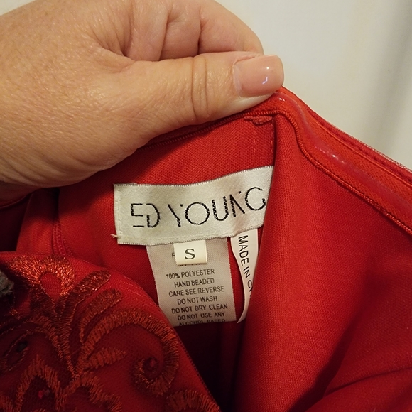 NEW RED BEADED PROM DRESS SMALL - Picture 5 of 5